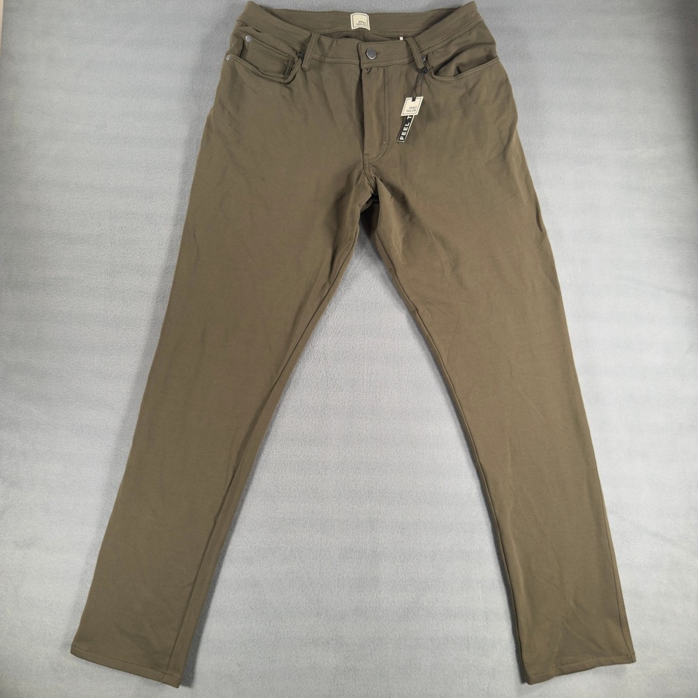 Swet Tailor Mens All-In Pant Olive Green Stretch Slim Straight Chino Pants 32x32